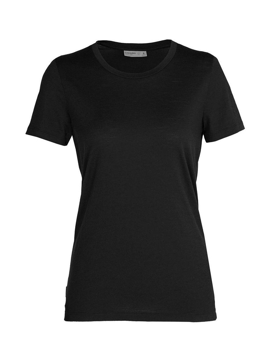 Black Women's Icebreaker Merino Tech Lite II Short Sleeve T Shirts | USA 1580CTVE